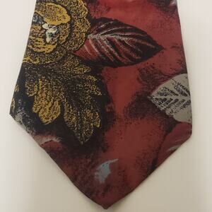 Arthur Barry 100% Silk Men's Tie Red Floral Pattern Classic 3.5"w x 57"l #13R